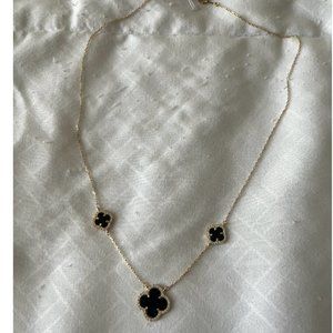 RACHEL ZOE 18K GOLD PLATED STERLING SILVER BLACK ONYX PAVE COLVER NECKLA…